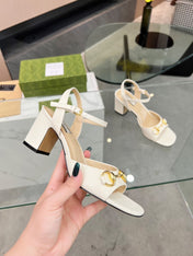GG HIGH HEELS SANDALS 60 IN CREAM WHITE LAMBSKIN