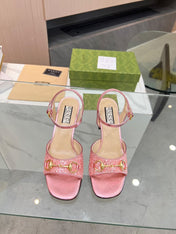 GG HIGH HEELS SANDALS 60 IN SHINY PINK LAMBSKIN