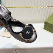 GG BALLET SUPER SLIM SILVER LAMBSKIN