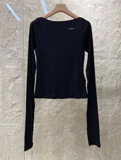 OFF SHOULDER LOGO T SHIRT 25S IN KATUN 266111