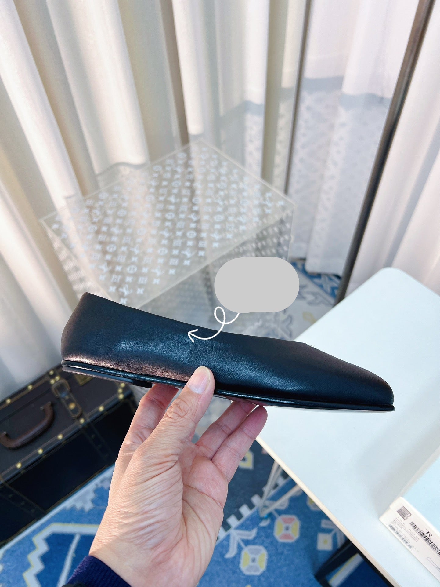 THE ROW 26S SQUARE TOE BALLET FLATS IN FULL BLACK CALFSKIN