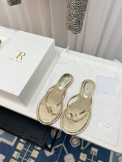 THE ROW 26S THONG SANDALS IN GOLD CALFSKIN