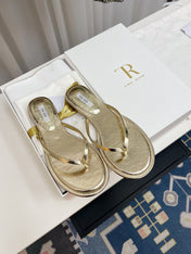 THE ROW 26S THONG SANDALS IN GOLD CALFSKIN