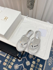 THE ROW 26S THONG SANDALS IN SILVER CALFSKIN