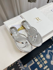 THE ROW 26S THONG SANDALS IN SILVER CALFSKIN
