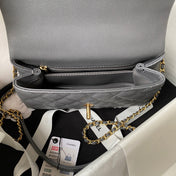 CHANEL 25S COCO HANDLE BAG 23 IN DARK GREY CAVIAR WITH GOLD HARDWARE