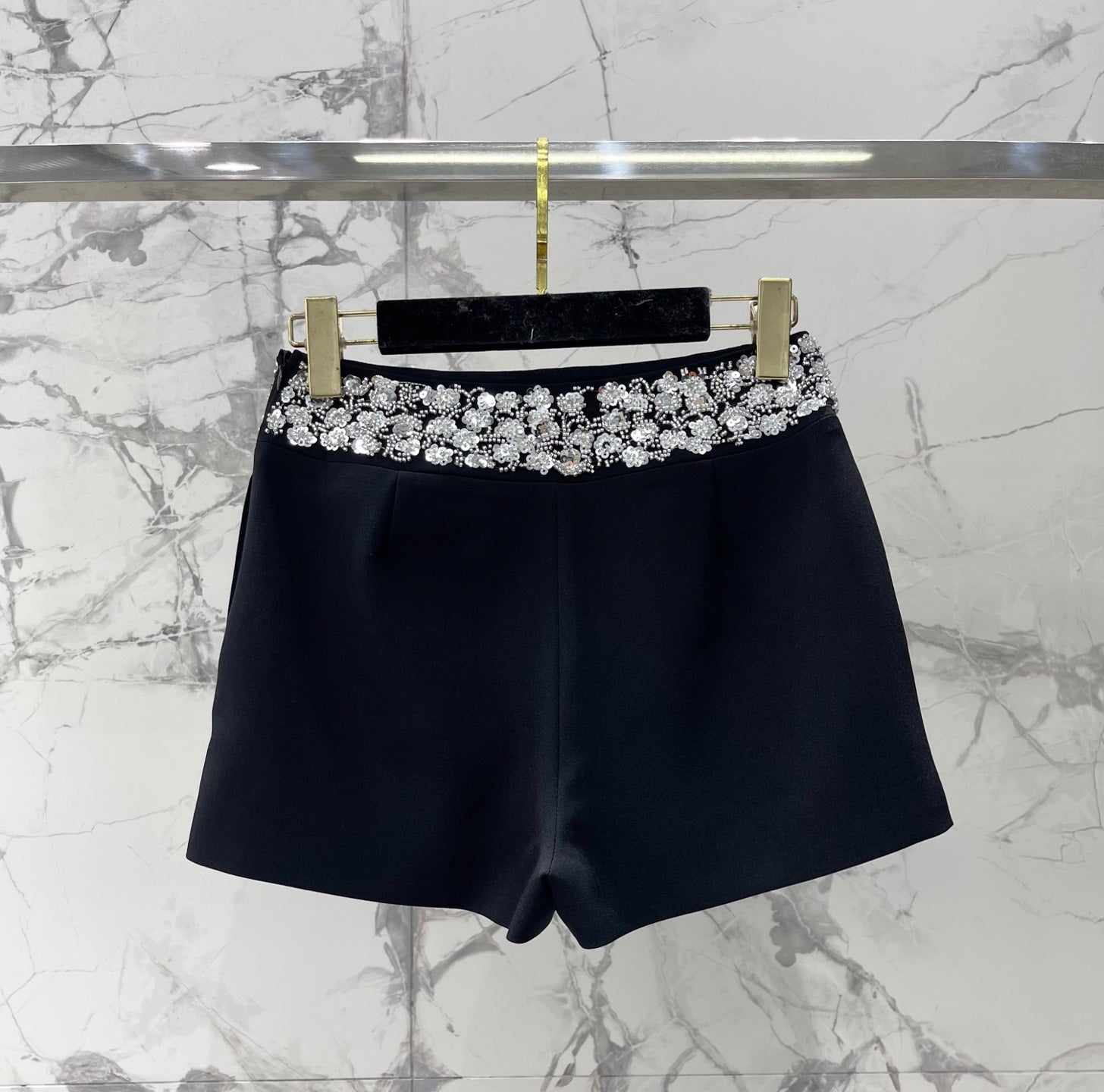 CHANEL 26S BEADED BODYCON SHORTS STYLE 1113