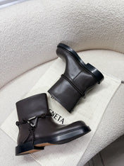 BOTTEGA VENETA 26S ANKLE BOOTS IN DARK BROWN CALFSKIN WITH ROPE DETAIL