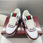 GUCCI 26S MAC80 SNEAKER IN WHITE AND RED LEATHER