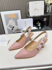 J'ADIOR SLINGBACK PUMP LIGHT PINK CALFSKIN AND EMBROIDERED FABRIC 65 MM