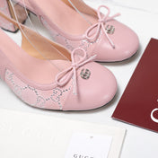 GUCCI 26S HEEL SLINGBACK PUMP 80 MM IN LIGHT PINK CALFSKIN AND SUEDE