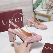 GUCCI 26S HEEL SLINGBACK PUMP 80 MM IN LIGHT PINK CALFSKIN AND SUEDE