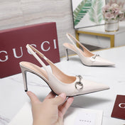 GUCCI 26S SLINGBACK PUMPS 85 MM IN CREAM WHITE CALFSKIN
