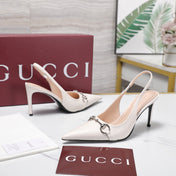 GUCCI 26S SLINGBACK PUMPS 85 MM IN CREAM WHITE CALFSKIN