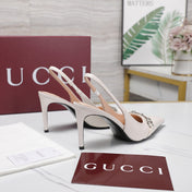GUCCI 26S SLINGBACK PUMPS 85 MM IN CREAM WHITE CALFSKIN