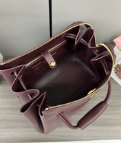 LOEWE 25S MADRID BAG 28 IN DARK WINE CALFSKIN GOLD HARDWARE