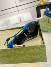 GG SLINGBACK HIGH HEEL PUMP AZURE VELVET