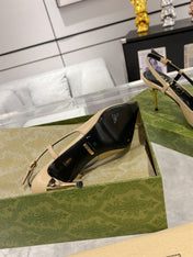 GG SLINGBACK HIGH HEEL PUMP CREAM CALFSKIN