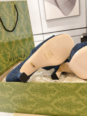 GG CRYSTALS HIGH SANDAL DENIM CANVAS
