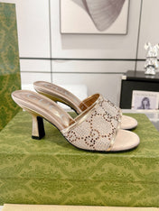 GG CRYSTALS HIGH SANDAL CREAM CANVAS
