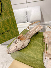 GG CRYSTALS SLINGBACK PUMP CREAM FABRIC