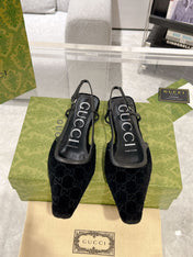 SLINGBACK FLATS IN BLACK VELVET