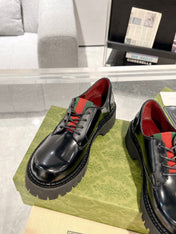GG LACE-UP LOAFER WITH WEB IN BLACK SHINY LEATHER