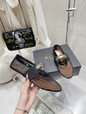 ALAIA MARY JANE SHOES IN BLACK MESH WITH BLACK - TONED HARDWARE