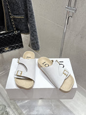 LOEWE 26S EASE SLIDE IN WHITE SUEDE