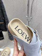 LOEWE 26S EASE SLIDE IN PASTEL BLUE SUEDE