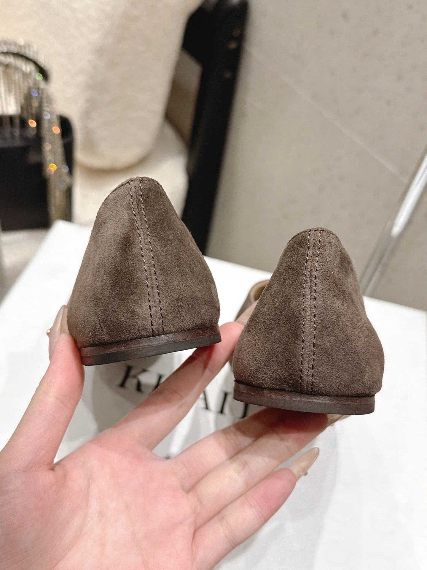 CELINE 26S FLAT SHOES IN TOFFEE BROWN SUEDE