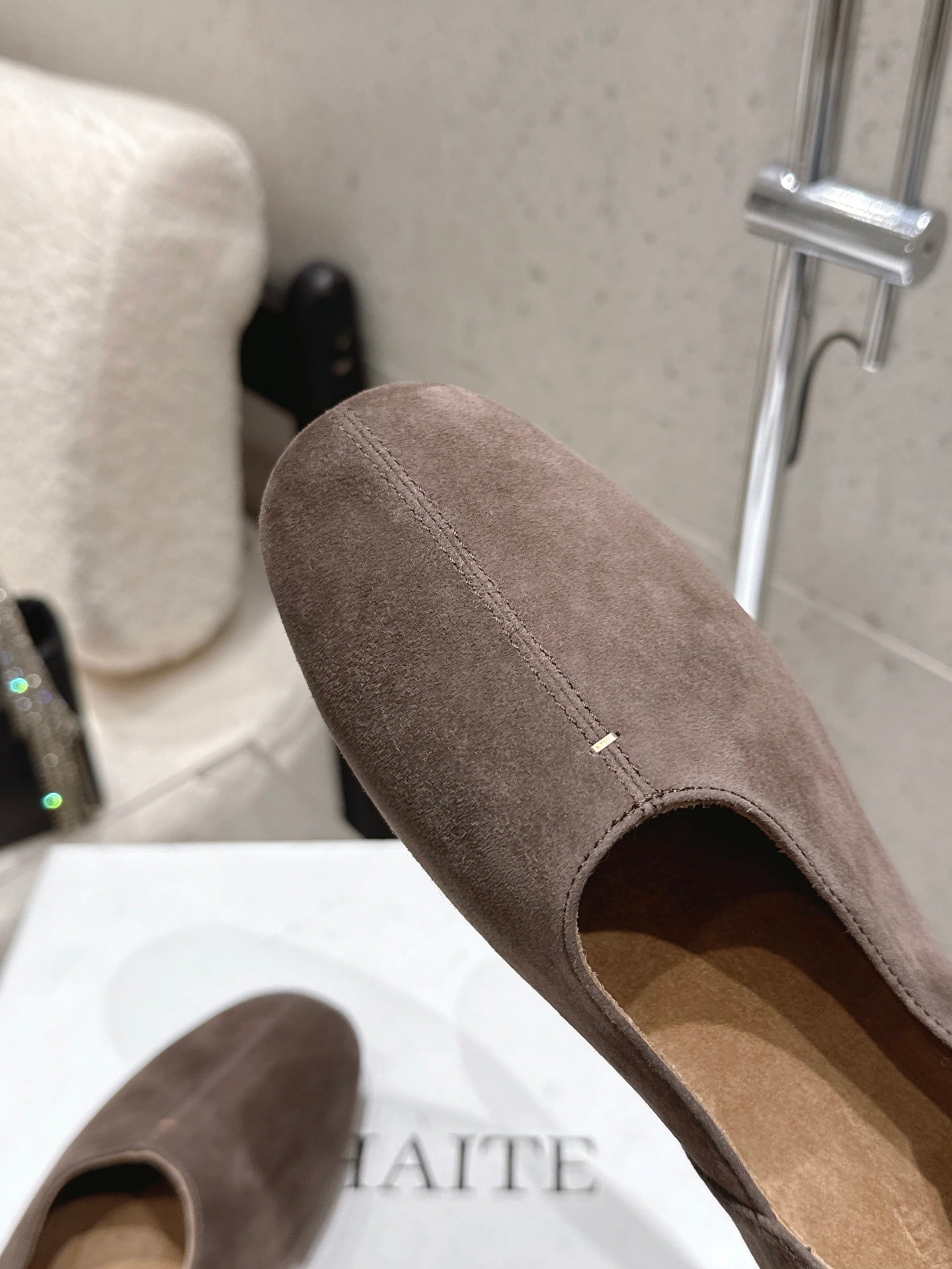 CELINE 26S FLAT SHOES IN TOFFEE BROWN SUEDE