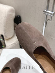 CELINE 26S FLAT SHOES IN TOFFEE BROWN SUEDE