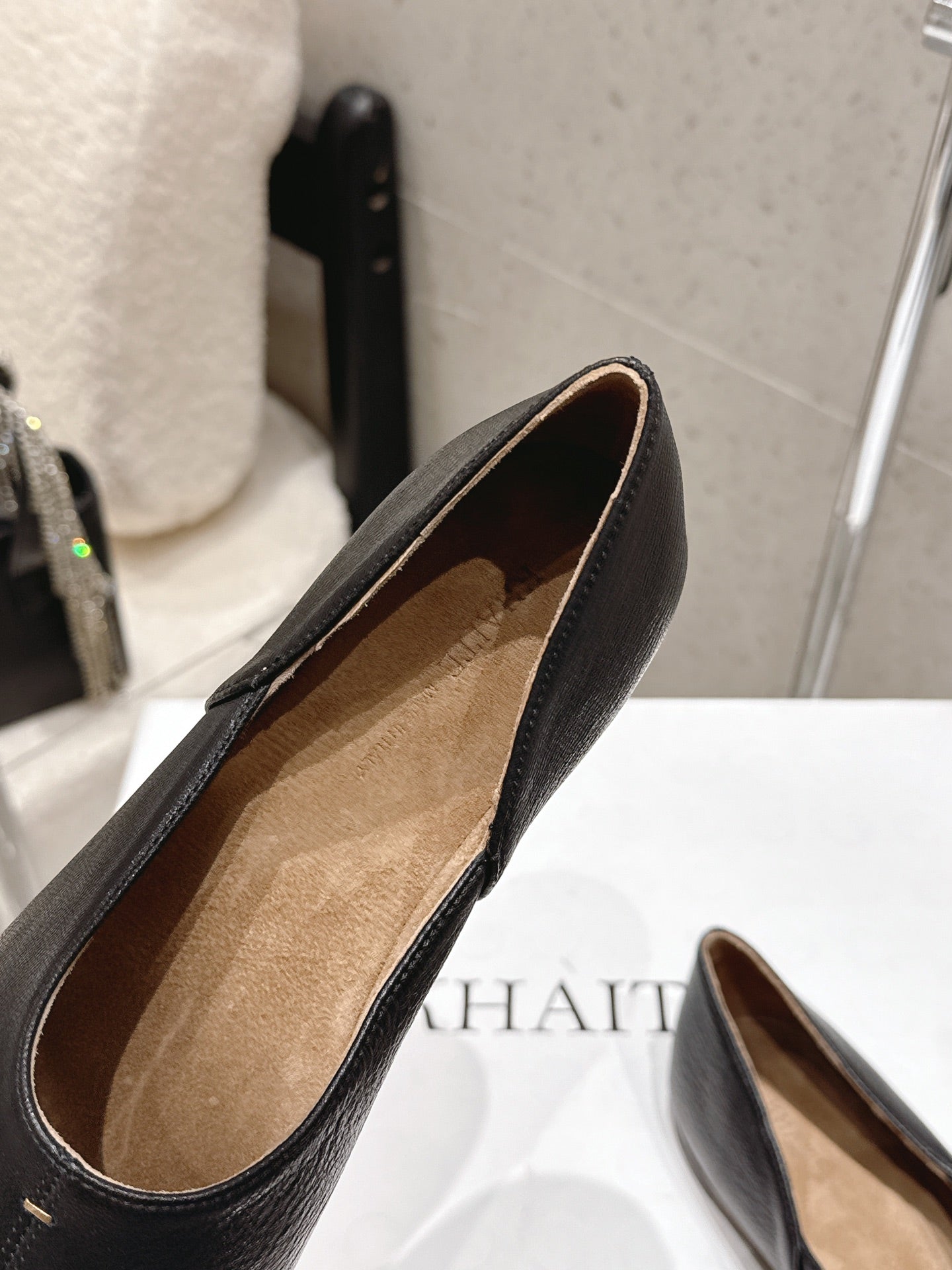 CELINE 26S FLAT SHOES IN BLACK LAMBSKIN