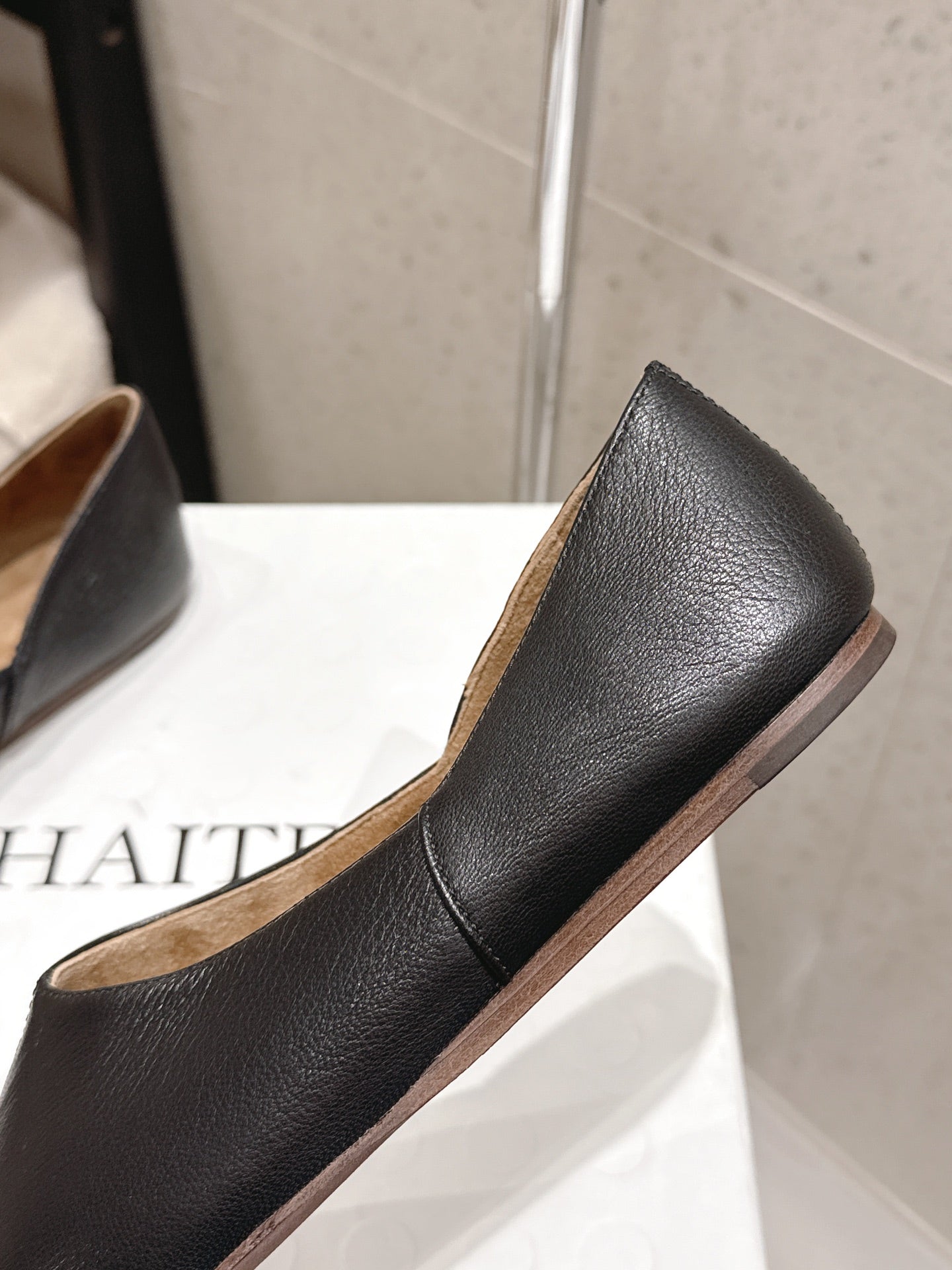 CELINE 26S FLAT SHOES IN BLACK LAMBSKIN