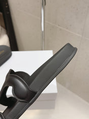 CELINE 26S TRIOMPHE SLIDES IN BLACK CALFSKIN