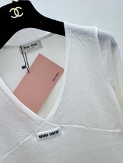 MIUMIU 26S V-NECK LONG-SLEEVE KNIT TOP 1296