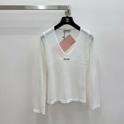 MIUMIU 26S V-NECK LONG-SLEEVE KNIT TOP 1296