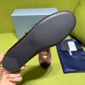 PRADA 25S MARY JANE BALLET FLATS IN DEEP BURGUNDY BROWN SATIN