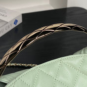 CHANEL 25S COCO CRUSH HANDLE BAG 19 IN LIGHT GREEN CAVIAR LEATHER