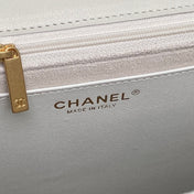 CHANEL 25S TOP HANDLE SHOULDER BAG 37 IN CREAM WHITE CALFSKIN WITH GOLD HARDWARE