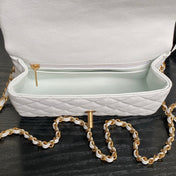 CHANEL 25S FLAP BAG 19 IN WHITE CALFSKIN GOLD HARDWARE