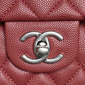 CHANEL 25S FLAP BAG 22 IN BURGUNDY CALFSKIN SILVER HARDWARE