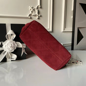 CHANEL 25S HOBO BAG 31 IN DARK RED SUEDE WITH GOLD HARDWARE