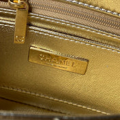CHANEL 25S FLAP BAG 18 IN METALLIC GOLD CALFSKIN