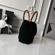 CHANEL 26S HAND BAG 24 IN BLACK SUEDE