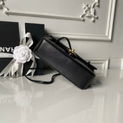 CHANEL 26S SMALL PREPPY COCO FLAP BAG 22 IN BLACK GRAINED CALFSKIN GOLD HARDWARE