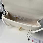 CHANEL 26S SMALL PREPPY COCO FLAP BAG 22 IN IVORY WHITE GRAINED CALFSKIN GOLD HARDWARE