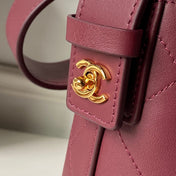 CHANEL 26S BUCKET SHOULDER BAG 27 IN BURGUNDY RED LAMBSKIN GOLD HARDWARE