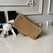 CHANEL 26S BUCKET SHOULDER BAG 27 IN CAMEL BROWN SUEDE AND CALFSKIN GOLD HARDWARE